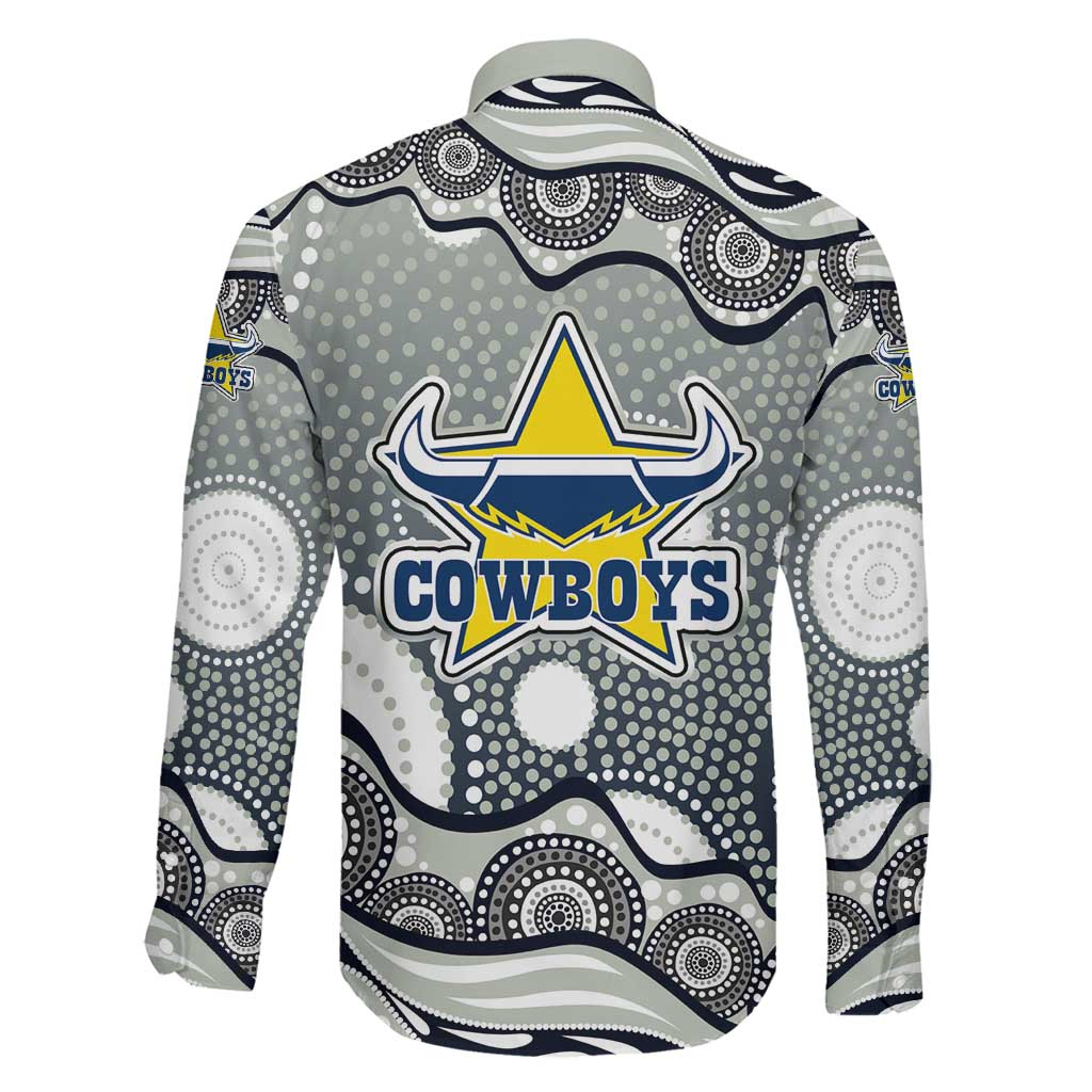 North Queensland Cowboys Family Matching Off Shoulder Maxi Dress and Hawaiian Shirt Aboriginal Dot Pattern - Rugby Mascot Heritage Pride