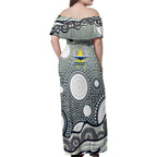 North Queensland Cowboys Family Matching Off Shoulder Maxi Dress and Hawaiian Shirt Aboriginal Dot Pattern - Rugby Mascot Heritage Pride