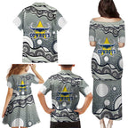 North Queensland Cowboys Family Matching Puletasi and Hawaiian Shirt Aboriginal Dot Pattern - Rugby Mascot Heritage Pride