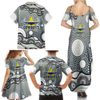 North Queensland Cowboys Family Matching Summer Maxi Dress and Hawaiian Shirt Aboriginal Dot Pattern - Rugby Mascot Heritage Pride
