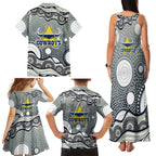 North Queensland Cowboys Family Matching Tank Maxi Dress and Hawaiian Shirt Aboriginal Dot Pattern - Rugby Mascot Heritage Pride