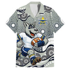 North Queensland Cowboys Family Matching Tank Maxi Dress and Hawaiian Shirt Aboriginal Dot Pattern - Rugby Mascot Heritage Pride