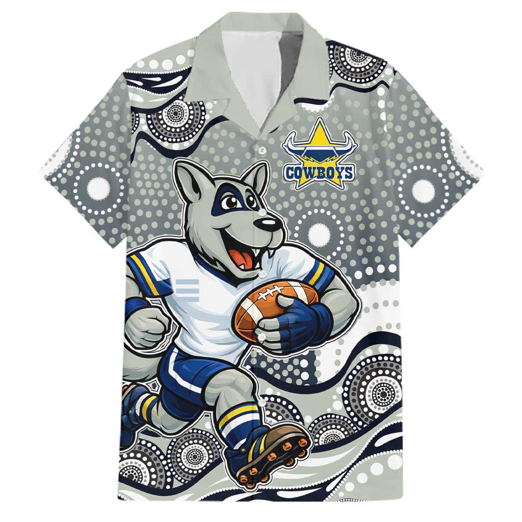 North Queensland Cowboys Family Matching Tank Maxi Dress and Hawaiian Shirt Aboriginal Dot Pattern - Rugby Mascot Heritage Pride