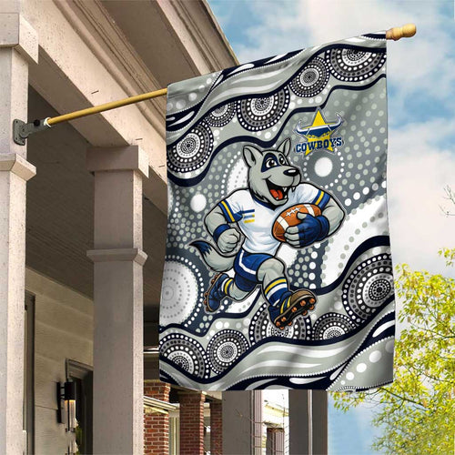 North Queensland Cowboys Garden Flag Aboriginal Dot Pattern - Rugby Mascot Heritage Pride