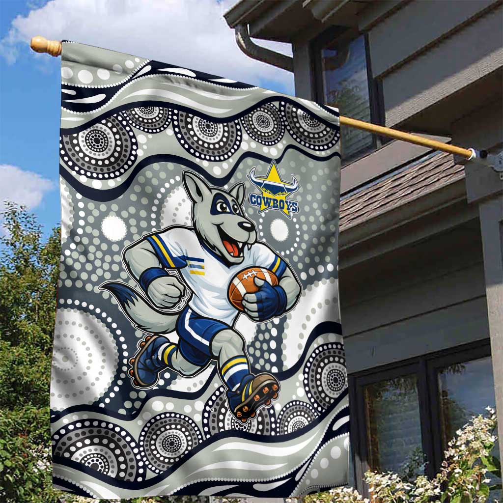 North Queensland Cowboys Garden Flag Aboriginal Dot Pattern - Rugby Mascot Heritage Pride