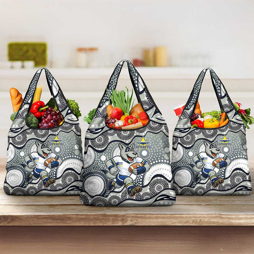 North Queensland Cowboys Grocery Bag Aboriginal Dot Pattern - Rugby Mascot Heritage Pride