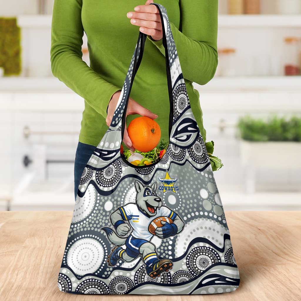 North Queensland Cowboys Grocery Bag Aboriginal Dot Pattern - Rugby Mascot Heritage Pride