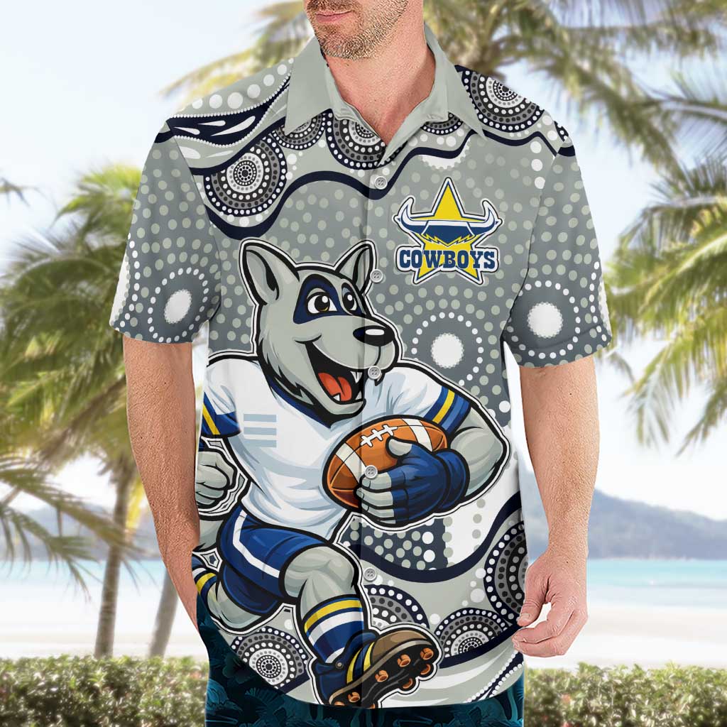North Queensland Cowboys Hawaiian Shirt Aboriginal Dot Pattern - Rugby Mascot Heritage Pride