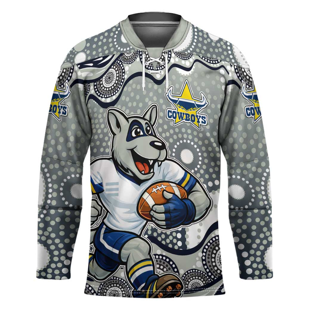 North Queensland Cowboys Hockey Jersey Aboriginal Dot Pattern - Rugby Mascot Heritage Pride