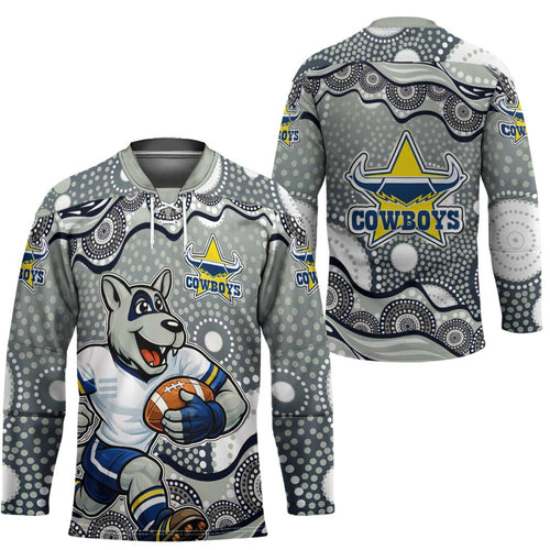 North Queensland Cowboys Hockey Jersey Aboriginal Dot Pattern - Rugby Mascot Heritage Pride