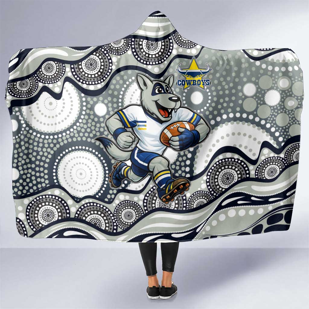 North Queensland Cowboys Hooded Blanket Aboriginal Dot Pattern - Rugby Mascot Heritage Pride
