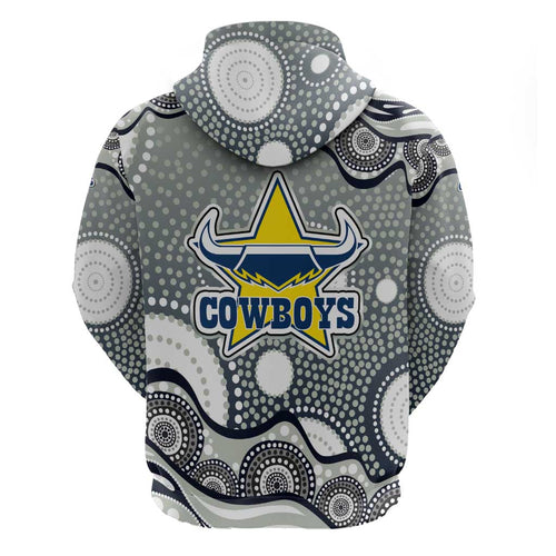 North Queensland Cowboys Hoodie Aboriginal Dot Pattern - Rugby Mascot Heritage Pride