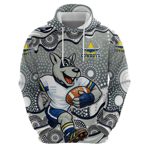 North Queensland Cowboys Hoodie Aboriginal Dot Pattern - Rugby Mascot Heritage Pride