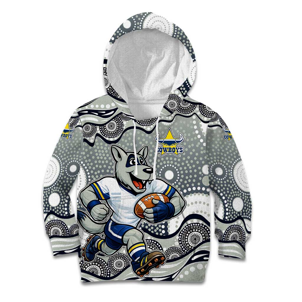 North Queensland Cowboys Kid Hoodie Aboriginal Dot Pattern - Rugby Mascot Heritage Pride