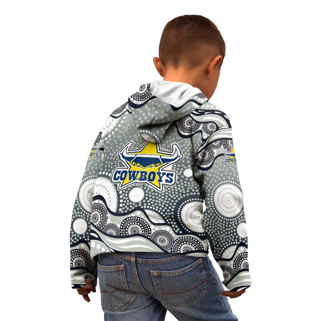 North Queensland Cowboys Kid Hoodie Aboriginal Dot Pattern - Rugby Mascot Heritage Pride