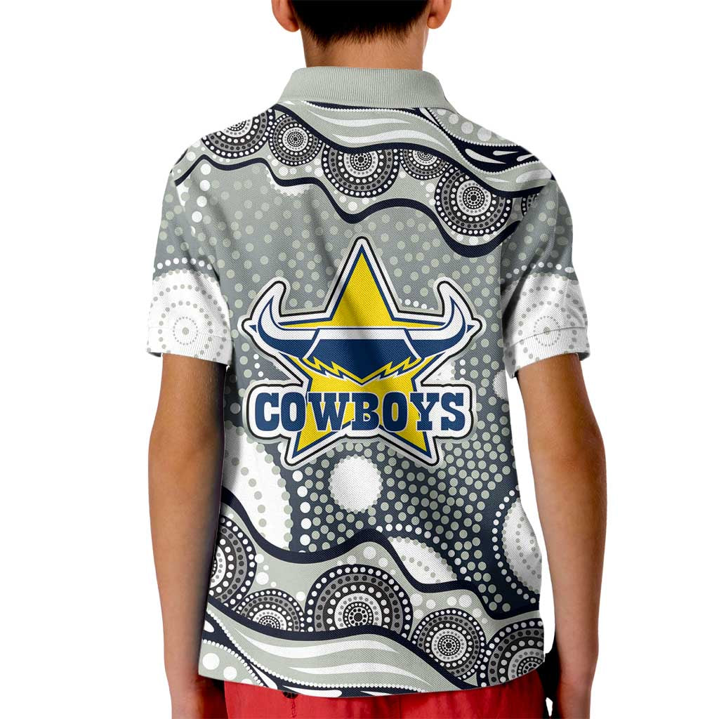 North Queensland Cowboys Kid Polo Shirt Aboriginal Dot Pattern - Rugby Mascot Heritage Pride