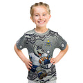 North Queensland Cowboys Kid T Shirt Aboriginal Dot Pattern - Rugby Mascot Heritage Pride