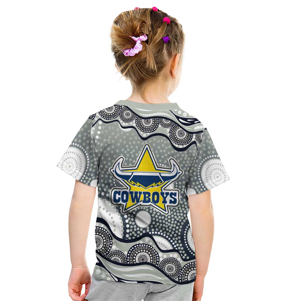 North Queensland Cowboys Kid T Shirt Aboriginal Dot Pattern - Rugby Mascot Heritage Pride