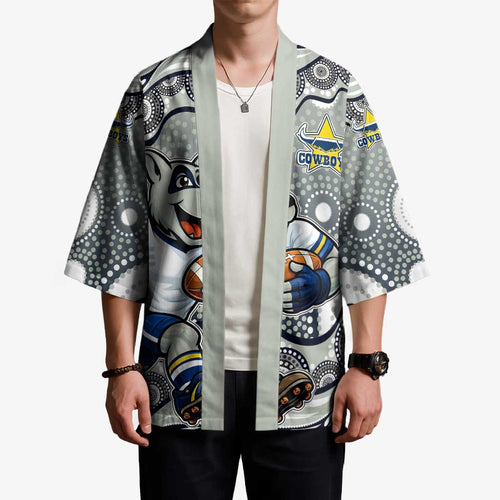 North Queensland Cowboys Kimono Aboriginal Dot Pattern - Rugby Mascot Heritage Pride