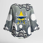 North Queensland Cowboys Kimono Sleeve Blouse Aboriginal Dot Pattern - Rugby Mascot Heritage Pride