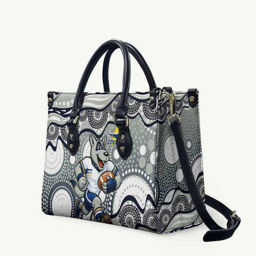North Queensland Cowboys Leather Bag Aboriginal Dot Pattern - Rugby Mascot Heritage Pride