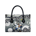 North Queensland Cowboys Leather Bag Aboriginal Dot Pattern - Rugby Mascot Heritage Pride