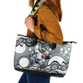North Queensland Cowboys Leather Tote Bag Aboriginal Dot Pattern - Rugby Mascot Heritage Pride