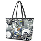 North Queensland Cowboys Leather Tote Bag Aboriginal Dot Pattern - Rugby Mascot Heritage Pride