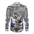 North Queensland Cowboys Long Sleeve Button Shirt Aboriginal Dot Pattern - Rugby Mascot Heritage Pride