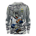 North Queensland Cowboys Long Sleeve Shirt Aboriginal Dot Pattern - Rugby Mascot Heritage Pride