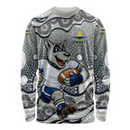 North Queensland Cowboys Long Sleeve Shirt Aboriginal Dot Pattern - Rugby Mascot Heritage Pride