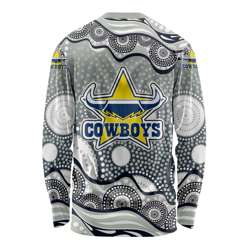 North Queensland Cowboys Long Sleeve Shirt Aboriginal Dot Pattern - Rugby Mascot Heritage Pride