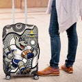 North Queensland Cowboys Luggage Cover Aboriginal Dot Pattern - Rugby Mascot Heritage Pride