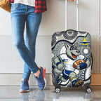 North Queensland Cowboys Luggage Cover Aboriginal Dot Pattern - Rugby Mascot Heritage Pride