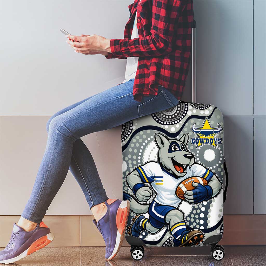 North Queensland Cowboys Luggage Cover Aboriginal Dot Pattern - Rugby Mascot Heritage Pride