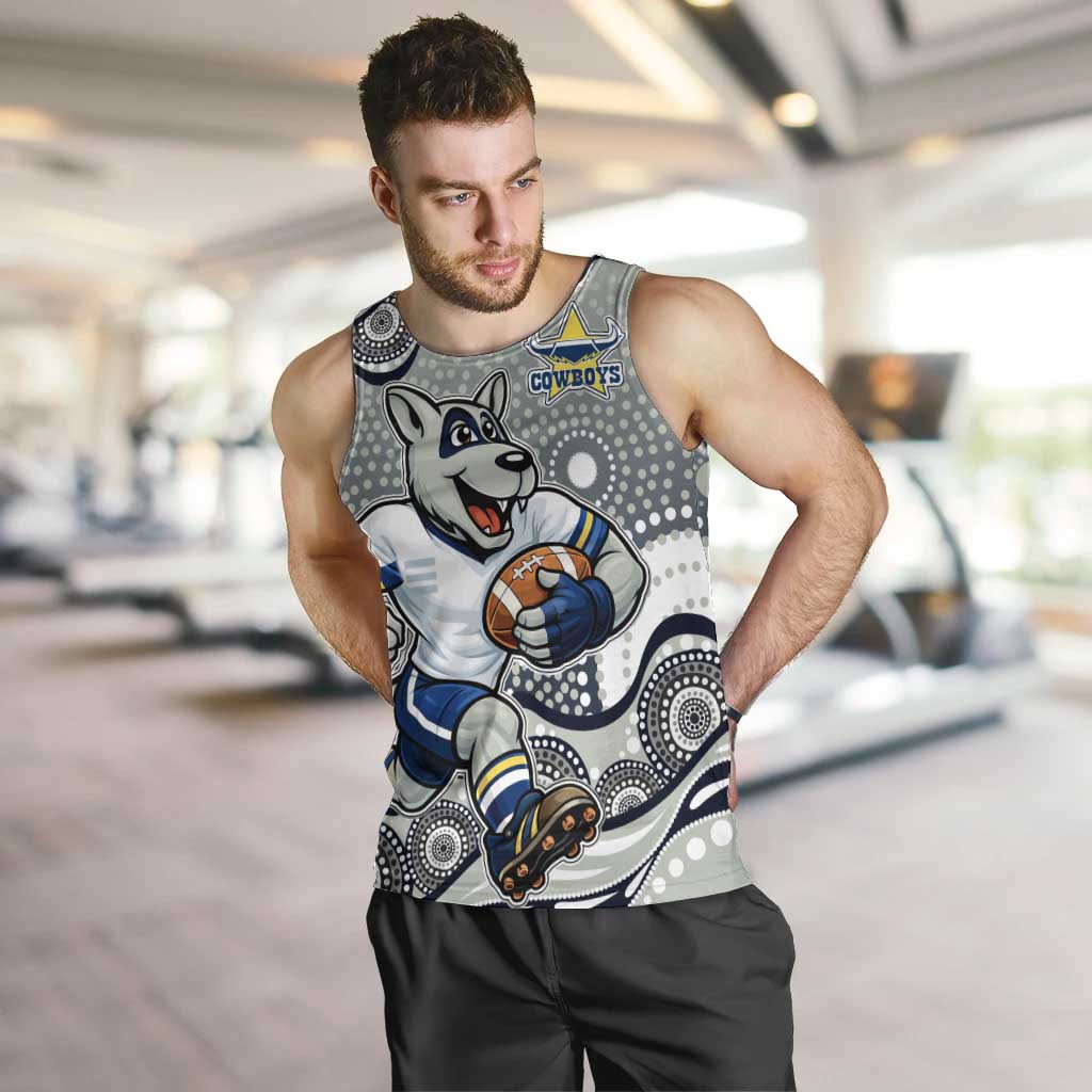 North Queensland Cowboys Men Tank Top Aboriginal Dot Pattern - Rugby Mascot Heritage Pride