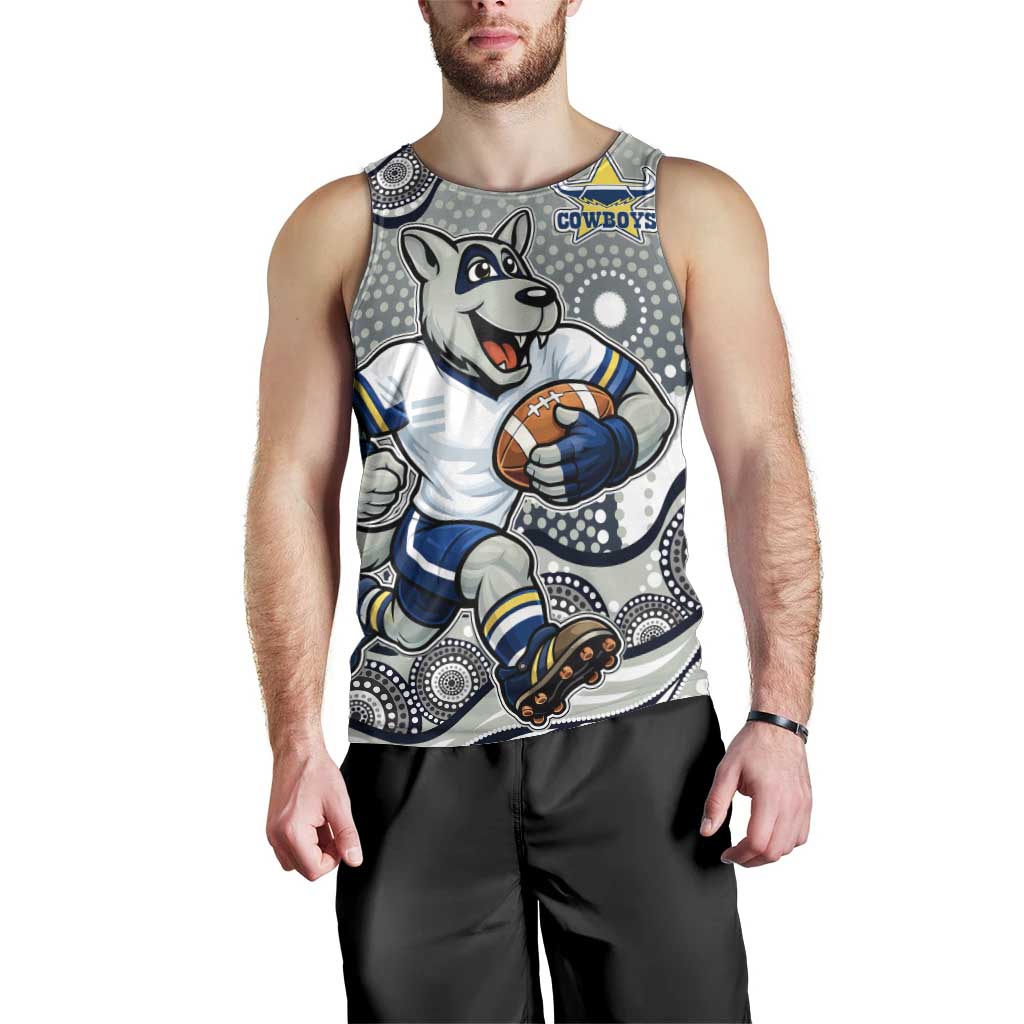 North Queensland Cowboys Men Tank Top Aboriginal Dot Pattern - Rugby Mascot Heritage Pride