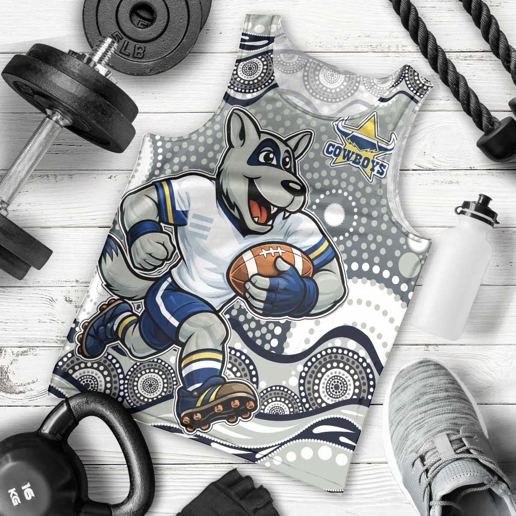 North Queensland Cowboys Men Tank Top Aboriginal Dot Pattern - Rugby Mascot Heritage Pride