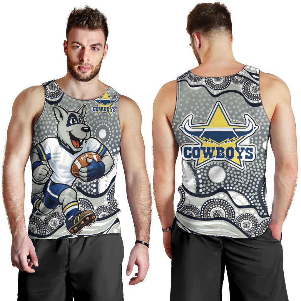 North Queensland Cowboys Men Tank Top Aboriginal Dot Pattern - Rugby Mascot Heritage Pride