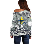 North Queensland Cowboys Off Shoulder Sweater Aboriginal Dot Pattern - Rugby Mascot Heritage Pride