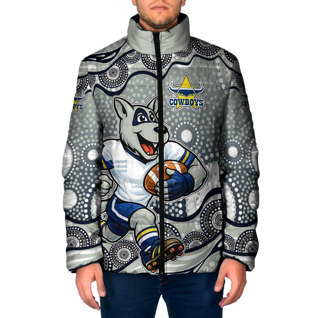 North Queensland Cowboys Padded Jacket Aboriginal Dot Pattern - Rugby Mascot Heritage Pride