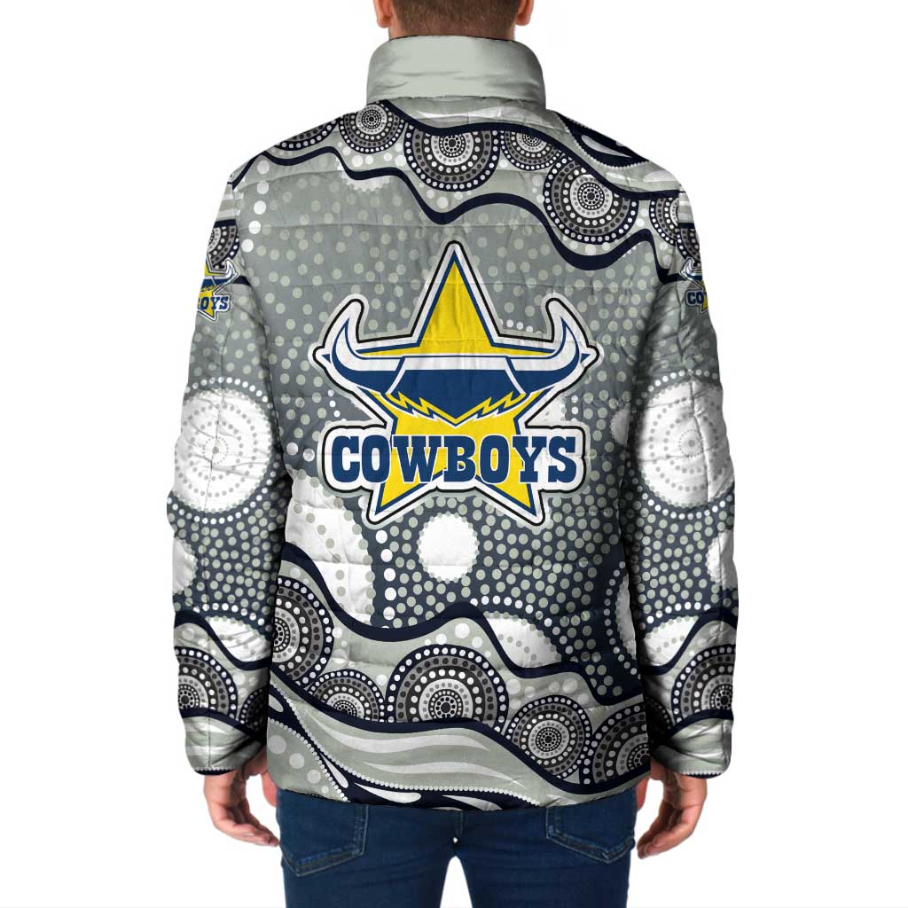 North Queensland Cowboys Padded Jacket Aboriginal Dot Pattern - Rugby Mascot Heritage Pride