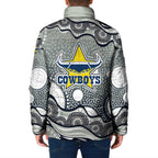North Queensland Cowboys Padded Jacket Aboriginal Dot Pattern - Rugby Mascot Heritage Pride