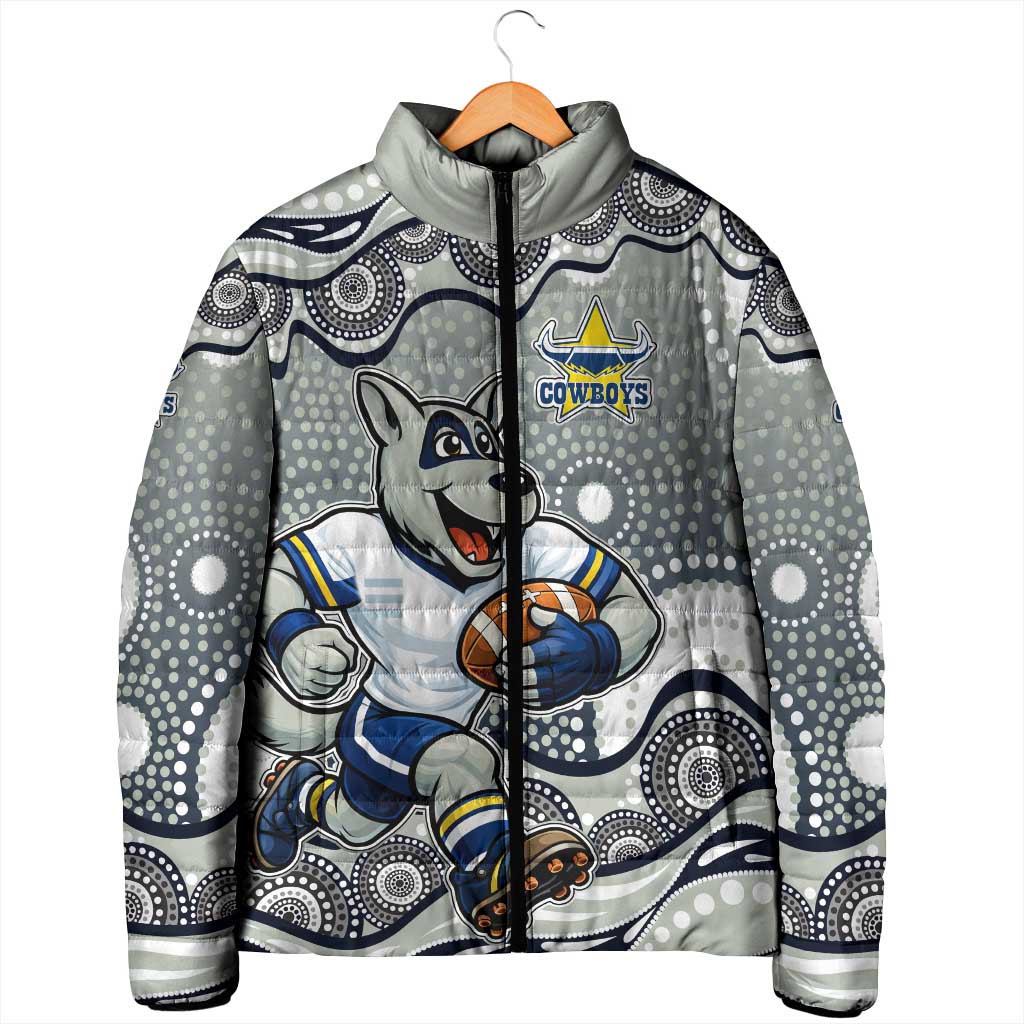 North Queensland Cowboys Padded Jacket Aboriginal Dot Pattern - Rugby Mascot Heritage Pride
