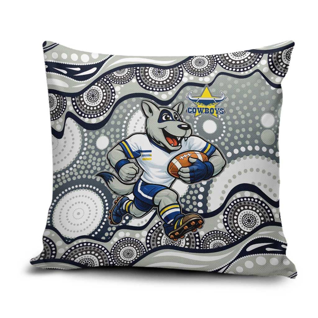 North Queensland Cowboys Pillow Cover Aboriginal Dot Pattern - Rugby Mascot Heritage Pride