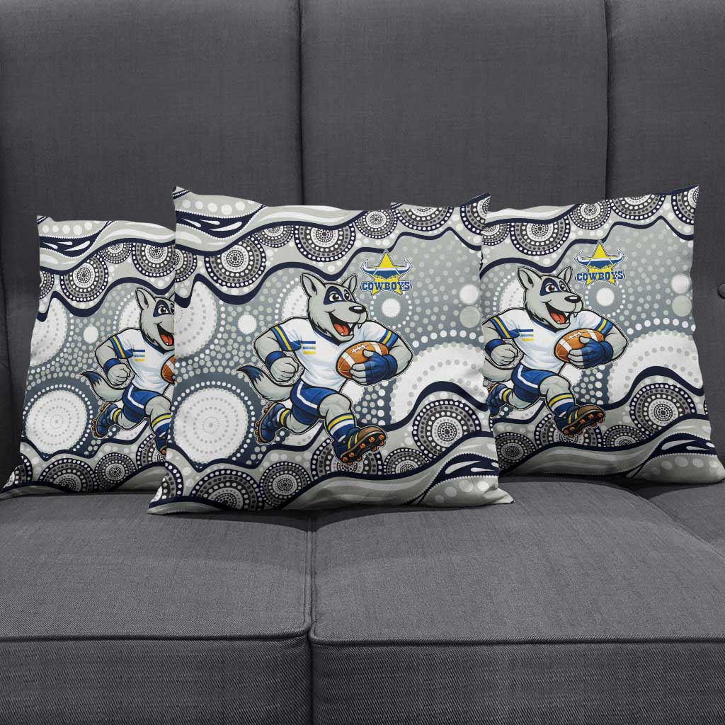 North Queensland Cowboys Pillow Cover Aboriginal Dot Pattern - Rugby Mascot Heritage Pride