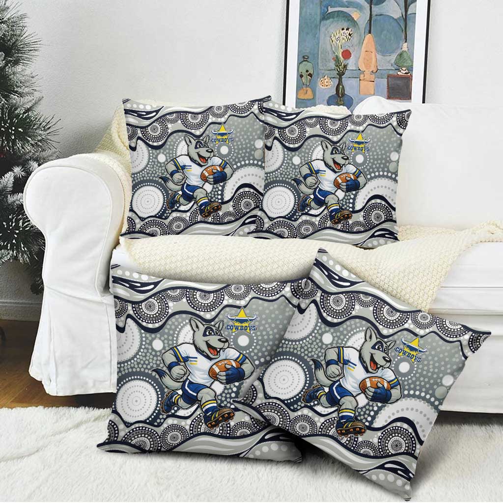 North Queensland Cowboys Pillow Cover Aboriginal Dot Pattern - Rugby Mascot Heritage Pride