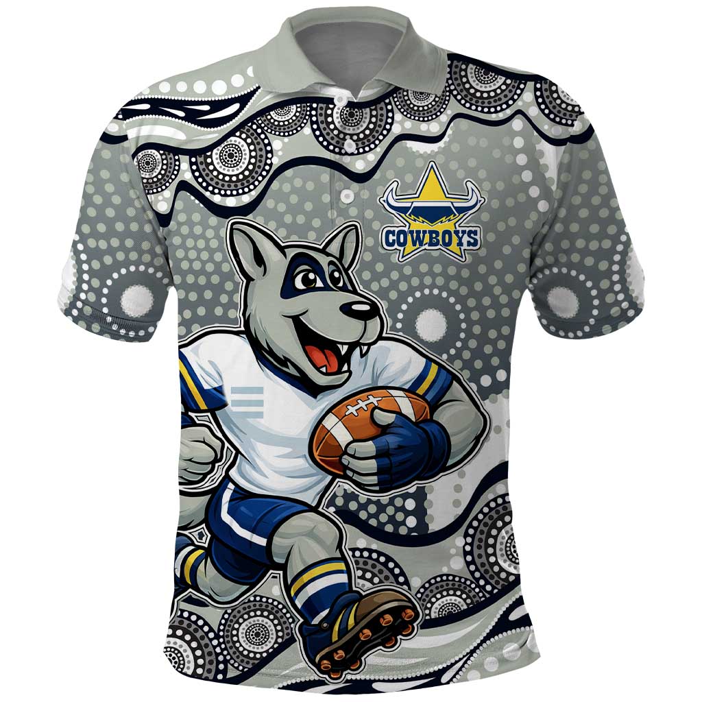 North Queensland Cowboys Polo Shirt Aboriginal Dot Pattern - Rugby Mascot Heritage Pride