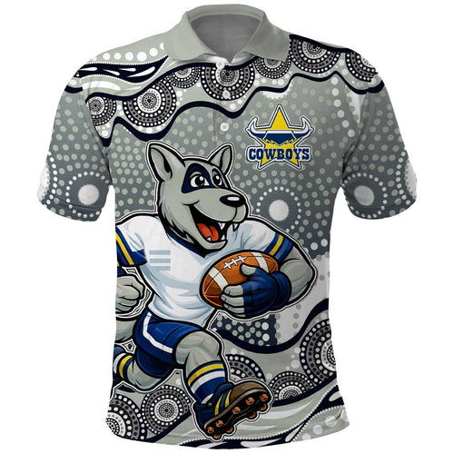 North Queensland Cowboys Polo Shirt Aboriginal Dot Pattern - Rugby Mascot Heritage Pride