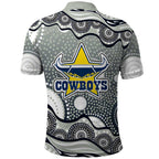 North Queensland Cowboys Polo Shirt Aboriginal Dot Pattern - Rugby Mascot Heritage Pride